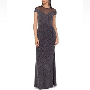 B&A BY BETSY & ADAM Womens Black Illusion Short Sleeve Sheath Dress - Reemoly